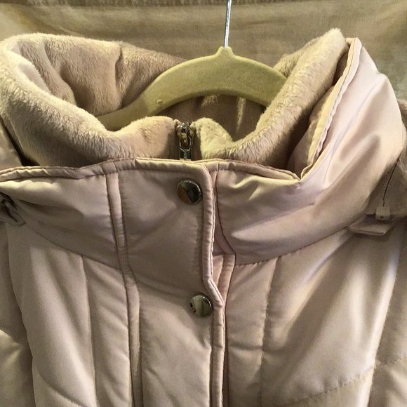 SUSAN GRAVER Lt. Pink Puff Parka/Jacket Detachable Fur Lined Hood Zip/Snap SZ 1X - Picture 5 of 10